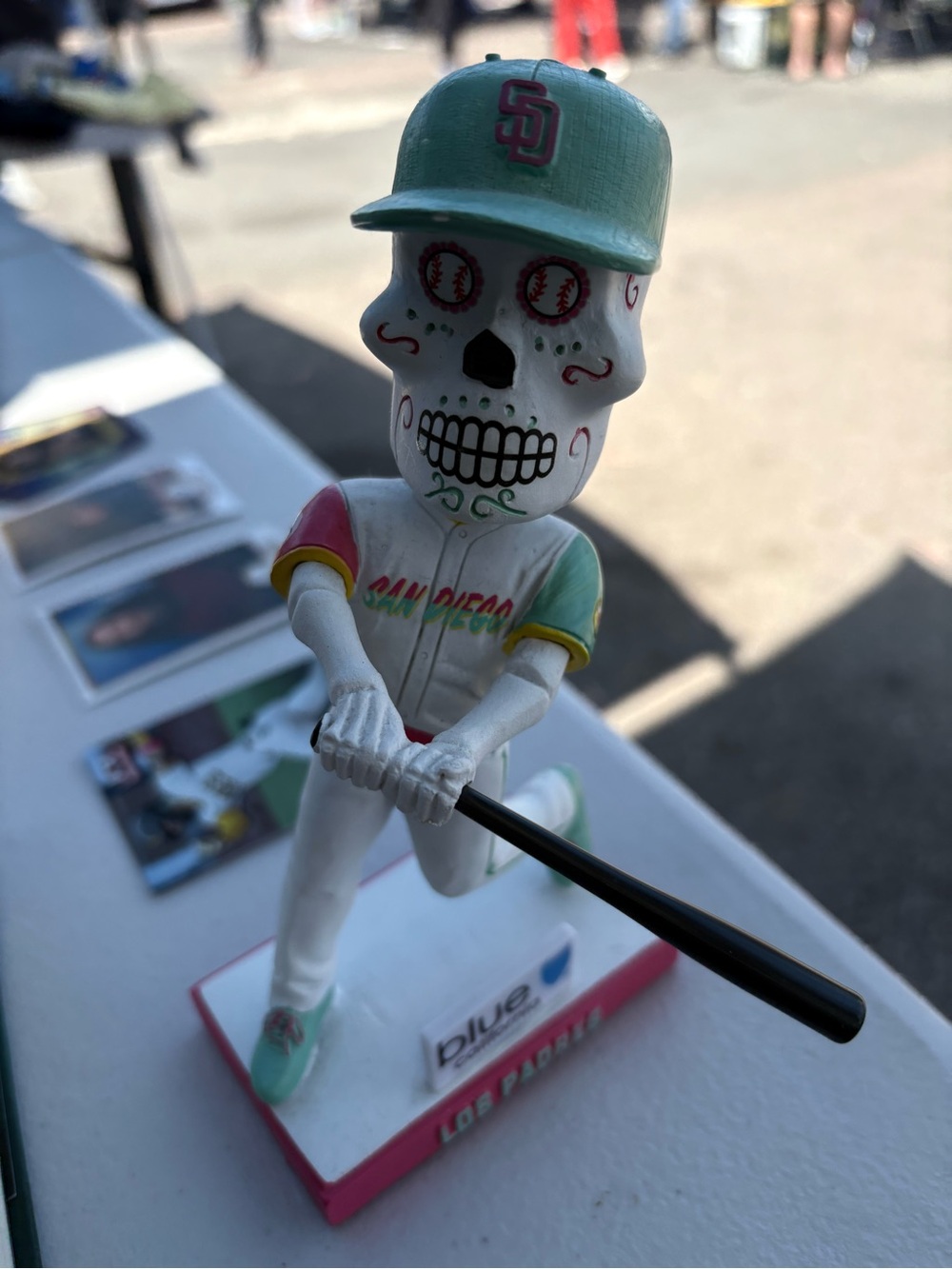 San Diego Padres Baseball Sugar Skull Batter Figurine - Mint & Pink